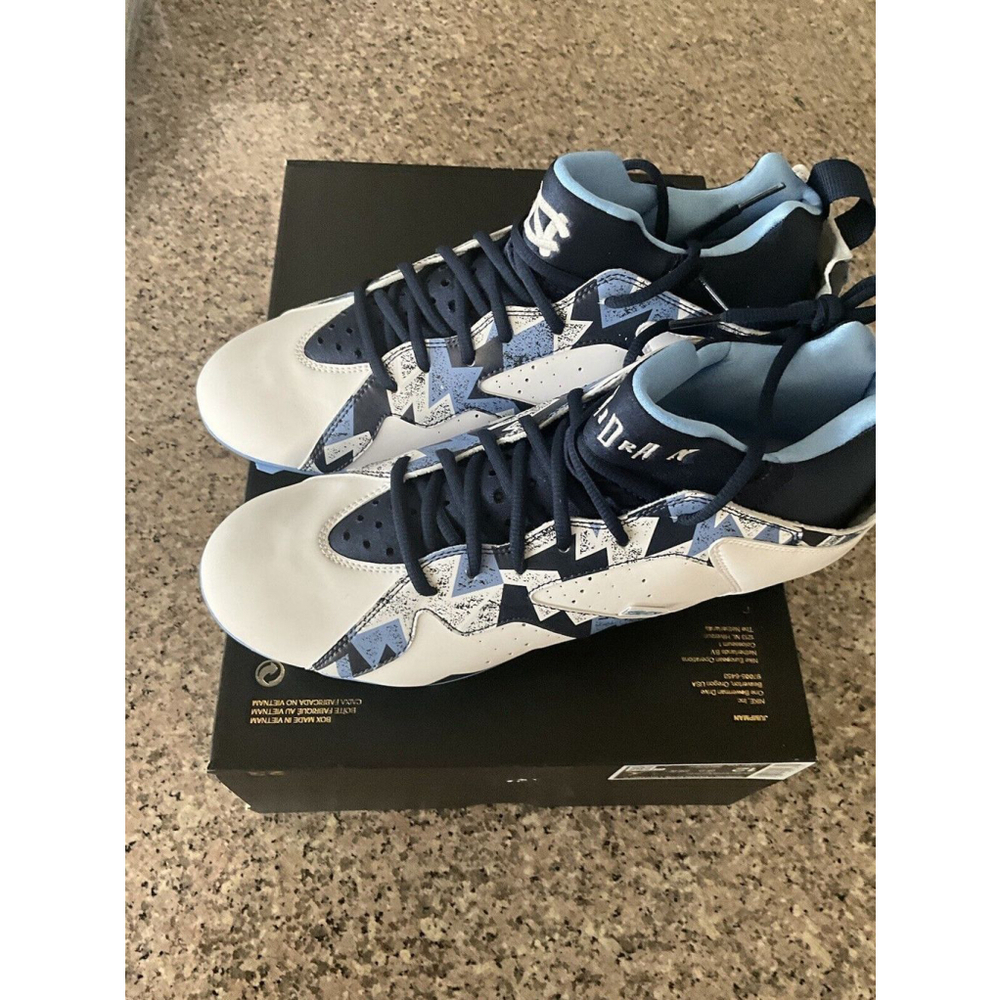 Nike Jordan 7 Low Vapor Edge UNC Player Exclusive Football Cleats Mens‎ Size 12 - Picture 2 of 16